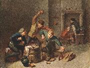 BROUWER, Adriaen Brawling Peasants oil